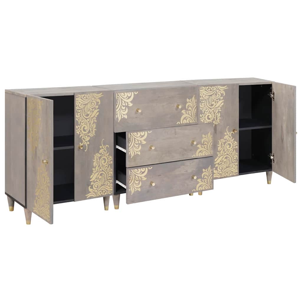 Bathroom Furniture Set 3 pcs Grey and Gold 180 x 33 x 75 cm